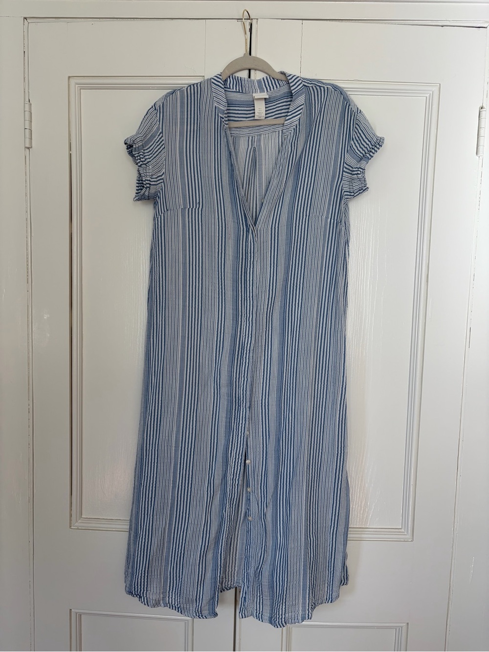 H&M Blue and White Striped Midi Dress